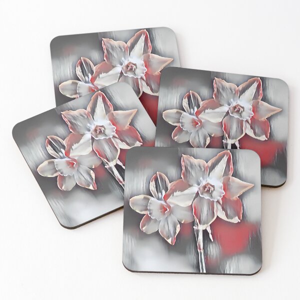 Item preview, 5 Striking Red-Centered Flower Designs | Bold Black and White Floral Art designed and sold by POETTICA.