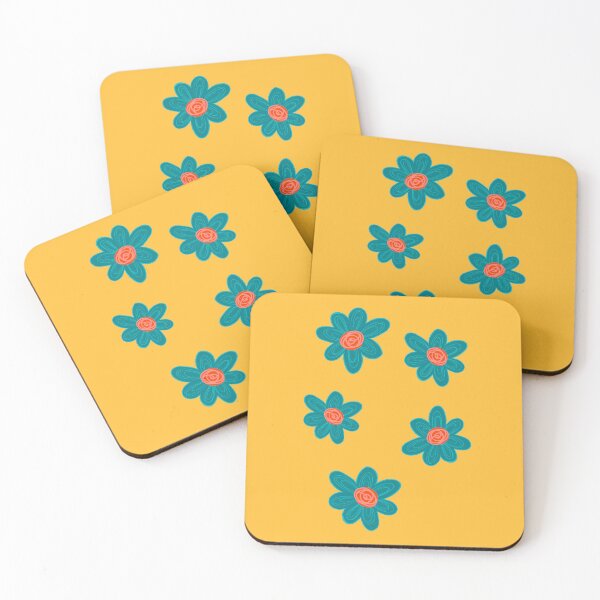 Item preview, Blue and Orange abstract flowers  designed and sold by Peachanddaisy.