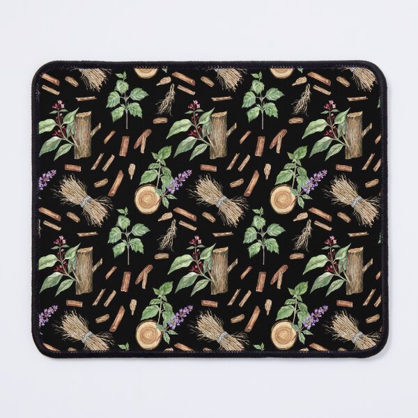 Item preview, Sandalwood, Patchouli and Vetiver - Natural pattern on black designed and sold by Flowersforbear.