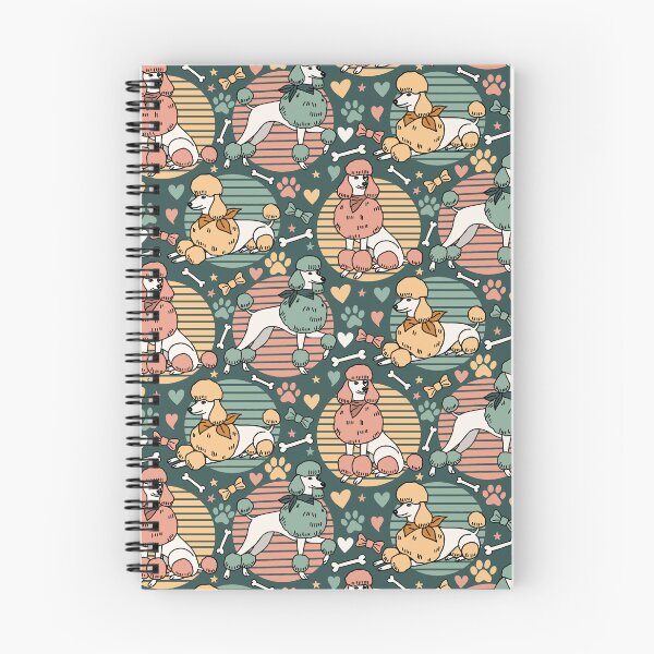 Item preview, Retro Poodle Cartoon - Dogs with Pastel Bows, Bones, Hearts & Paw Prints, teal designed and sold by SaliMontoDesign.