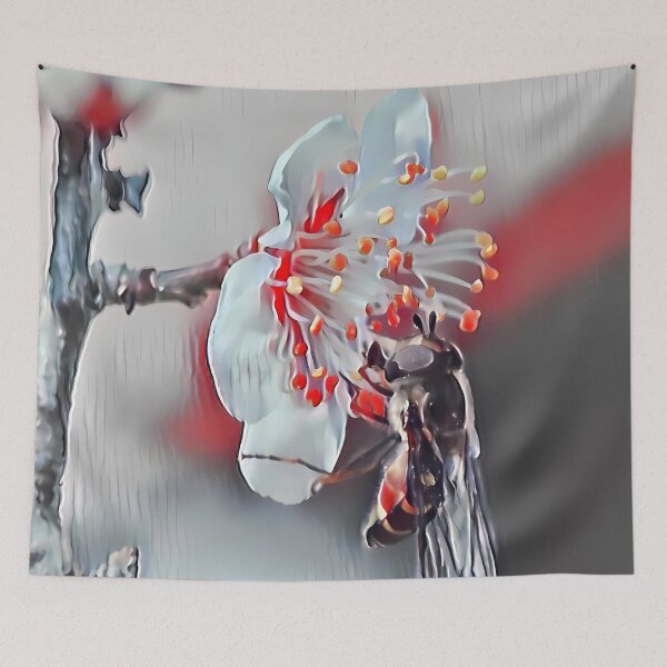 Item preview, 9 Buzz & Blossom Beauties | Bee on White Flower Nature Art for Floral Lovers designed and sold by POETTICA.