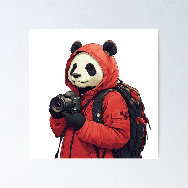 Item preview, Panda Photographer in Red  designed and sold by NicolasGlowArt.