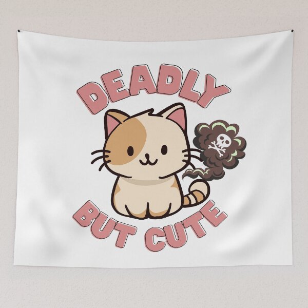 Item preview, Deadly But Cute Cat, Adorable Kitten with Funny Skull Cloud designed and sold by dmr studio.