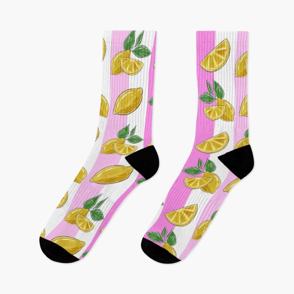 Item preview, Bold pink stripes and lemons  designed and sold by Scardoodles.