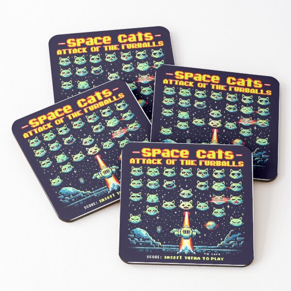 Item preview, Space Invaders Cat Edition – Gamer Cat Design designed and sold by YumePixel.
