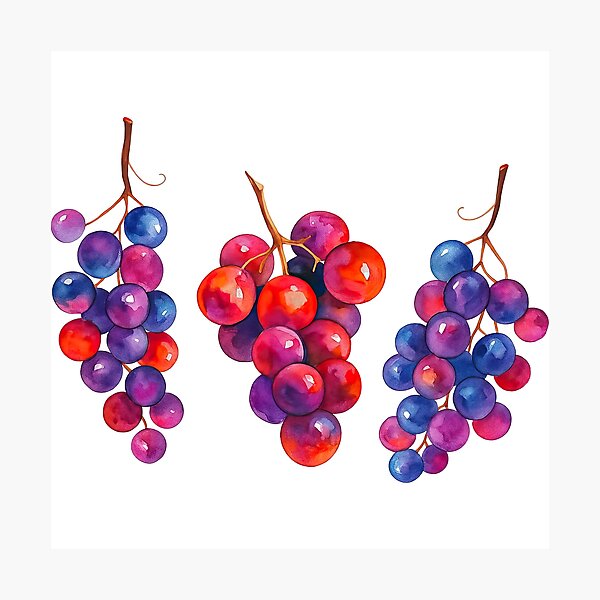 Item preview, Watercolor Grapes Trio – Juicy Vineyard Fruit Art for Wine & Nature Lovers designed and sold by ArtfulWeave.