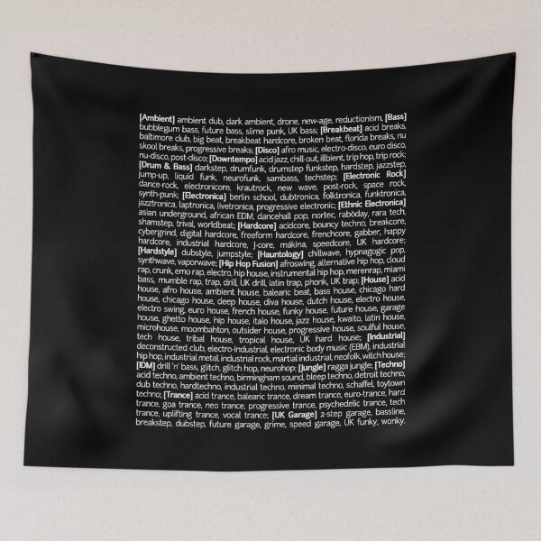 Item preview, Electronic Music EDM Genre List Funny Techno (White Text) designed and sold by awesome-attire.