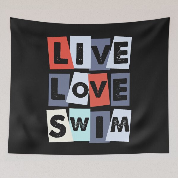 Item preview, Live Love Swim Pop Art Collage Competitive Swimmer Life designed and sold by LaneLineThreads.