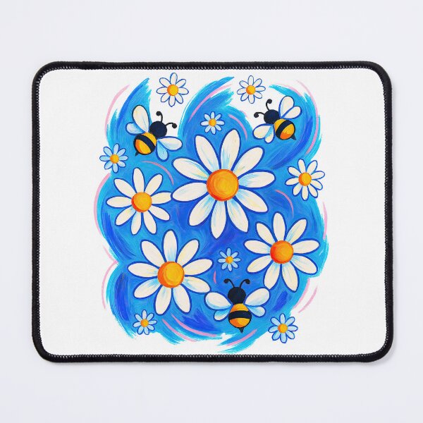 Item preview, Buzz & Bloom – Cute Bumblebee and Daisy Field Whimsical Flower Art designed and sold by ArtfulWeave.