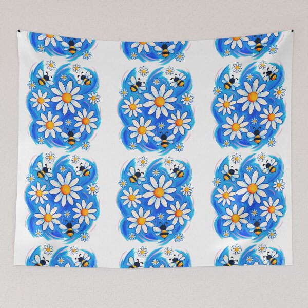 Item preview, Buzz & Bloom – Cute Bumblebee and Daisy Field Whimsical Flower Art designed and sold by ArtfulWeave.