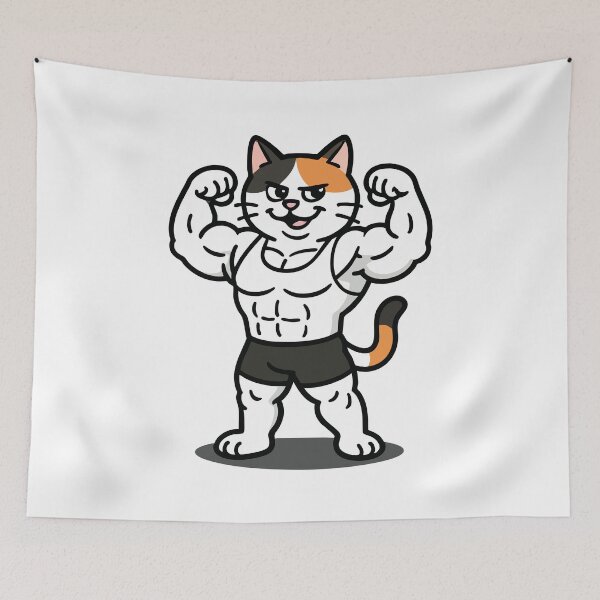 Item preview, Strong Buff Calico Cat Flexing – Funny Cartoon Fitness Cat designed and sold by PierrelyHO.