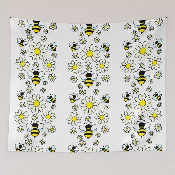 Item preview, Cute Bees and Daisies – Playful Cartoon Flower & Bumblebee Pattern for Spring Vibes designed and sold by ArtfulWeave.