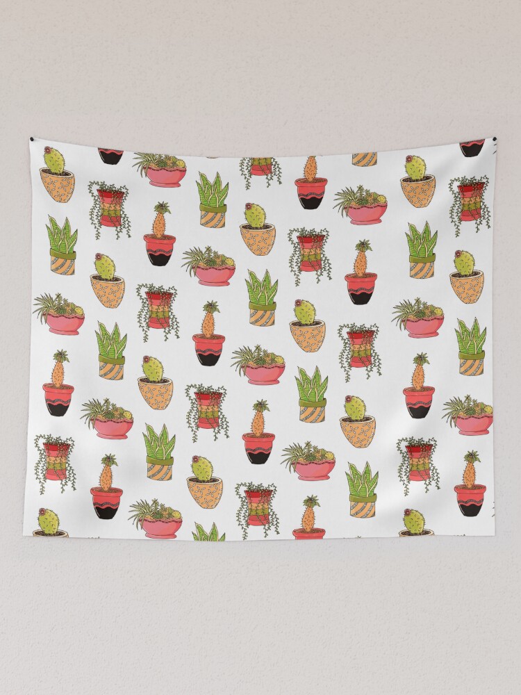 Thumbnail 2 of 3, Tapestry, Colourful Succulents Red Filter designed and sold by cat-a-pilla.