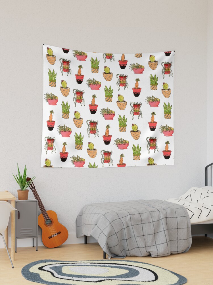 Thumbnail 1 of 3, Tapestry, Colourful Succulents Red Filter designed and sold by cat-a-pilla.