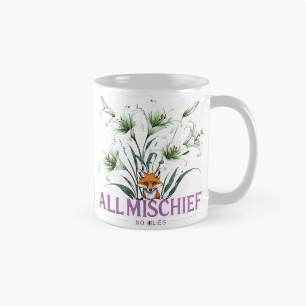 Artikelvorschau, All Mischief No Lilies: Schlauer Fuchs & Elegantes weißes Lilien-Grafik-T-Shirt entworfen und verkauft von Frame of Mind .