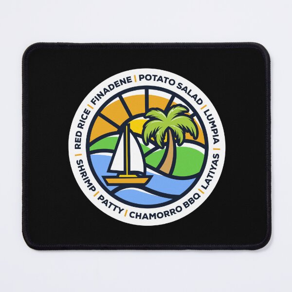 Item preview, Guam - Chamorro Foods - Beach Scene with Palm Trees, Sun, Ocean designed and sold by Darling DeDe.