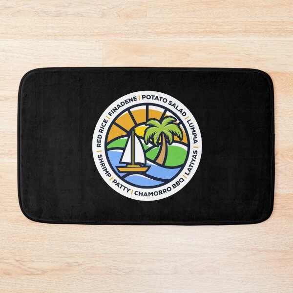 Item preview, Guam - Chamorro Foods - Beach Scene with Palm Trees, Sun, Ocean designed and sold by Darling DeDe.