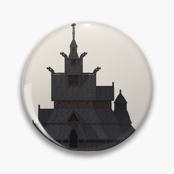 Item preview, Borgund Stave Church Norway Architectural Illustration (Outlined) designed and sold by archetype prints.