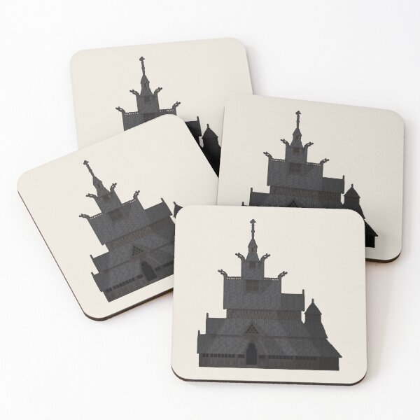 Item preview, Borgund Stave Church Norway Architectural Illustration (Outlined) designed and sold by archetype prints.