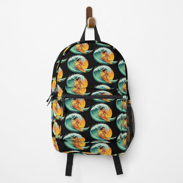 Item preview, Woman Surfer riding a tall ocean wave, surfer surfing the waves on his surfboard, surfer and big wave designed and sold by Danler.