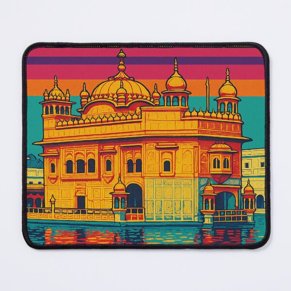 Item preview, Golden Temple Retro Travel Poster | Digital Pop Art of Harmandir Sahib | Bold Colorful Amritsar Wall Art | Iconic Indian Landmark Poster | Vintage-Inspired Sikh Architecture Print designed and sold by PaintedPixels01.