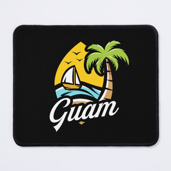 Item preview, Guam - Escena de playa con barco, palmera y océano - Bandera - Chamorro designed and sold by Darling DeDe.