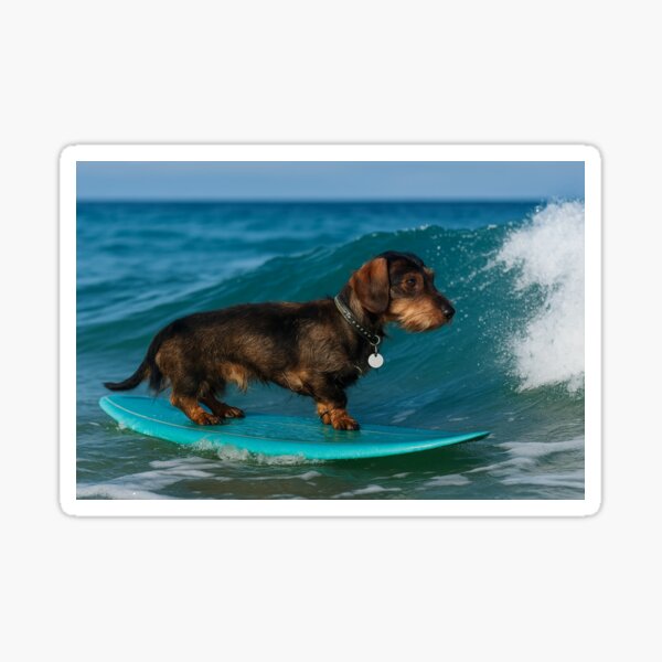 Item preview, Surfing Wire-Haired Dachshund – Natural Wave Rider designed and sold by Soundtrips — from whisper to wave.