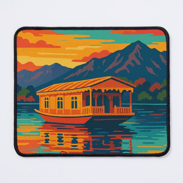 Item preview, Dal Lake Retro Poster | Digital Pop Art Travel Print | Kashmir Scenic Lake Wall Art | Colorful Vintage-Style Travel Decor | Iconic India Landscape Art designed and sold by PaintedPixels01.