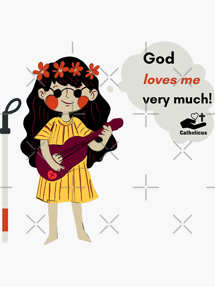 Thumbnail 3 of 3, Sticker, A teen like me and her ukulele designed and sold by Catholicus.
