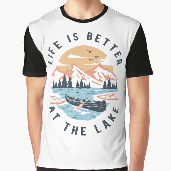 Item preview, Life is Better at the Lake Open Water Swimmer Sunset Life designed and sold by LaneLineThreads.