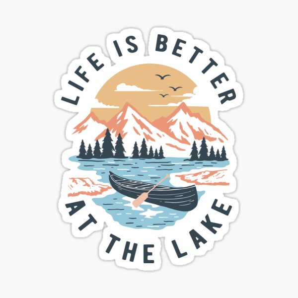 Aperçu de l'œuvre La vie est meilleure au lac Open Water Swimmer Sunset Life créée et vendue par LaneLineThreads.