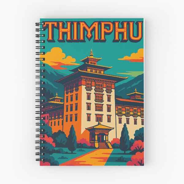 Item preview, Digital Retro Pop Art Poster of Thimphu Bhutan | Colorful Bhutan Cityscape Art | Vintage Travel-Inspired Wall Decor | Bold Himalayan Capital Print designed and sold by PaintedPixels01.