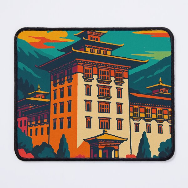 Item preview, Digital Retro Pop Art Poster of Thimphu Bhutan | Colorful Bhutan Cityscape Art | Vintage Travel-Inspired Wall Decor | Bold Himalayan Capital Print designed and sold by PaintedPixels01.