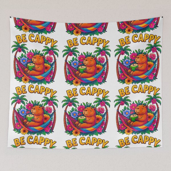 Item preview, Be Cappy – Tropical Capybara Hammock Vibes with Coconut & Flowers designed and sold by ArtfulWeave.
