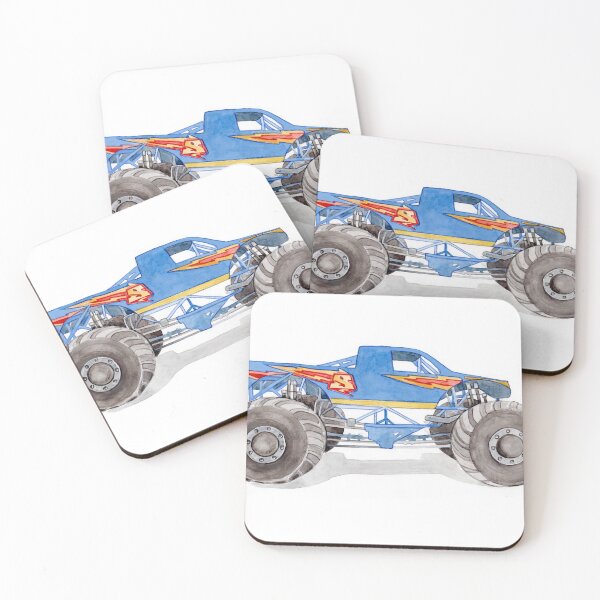 Item preview, Monster truck blue with flames  designed and sold by Kubytovych Studio.