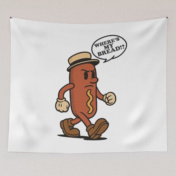 Artikelvorschau, Ernstes Hot-Dog-Maskottchen im Retro-Stil – Die wandelnde Geschmacksikone entworfen und verkauft von KozbiDesign.