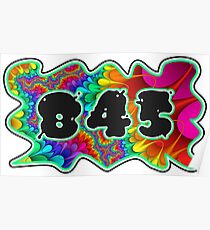 ABSTRACT, GROOVY, AND PSYCHEDELIC 845 DESIGN - VIBRANT COLORS WITH YOUR FAVORITE AREA CODE Poster