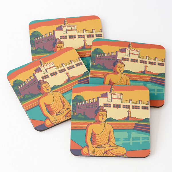 Item preview, Digital Retro Pop Art Travel Poster of Lumbini Nepal | Colorful Buddhist Heritage Wall Art | Birthplace of Buddha Poster | Vintage Travel-Inspired Illustration designed and sold by PaintedPixels01.