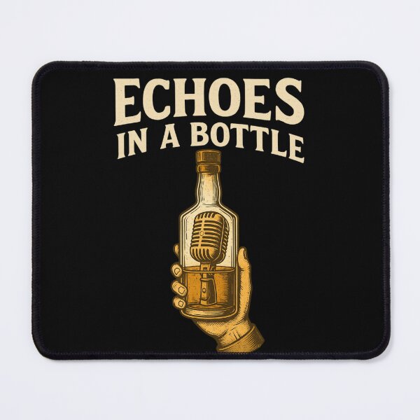 Item preview, Echoes in a Bottle – Vintage Mic & Whiskey Bottle Artwork designed and sold by DireBlaze.