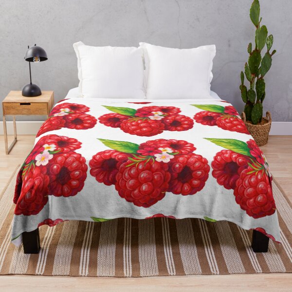 Item preview, Raspberry Blossom – Juicy Red Berry with Floral Accent Watercolor Art designed and sold by ArtfulWeave.
