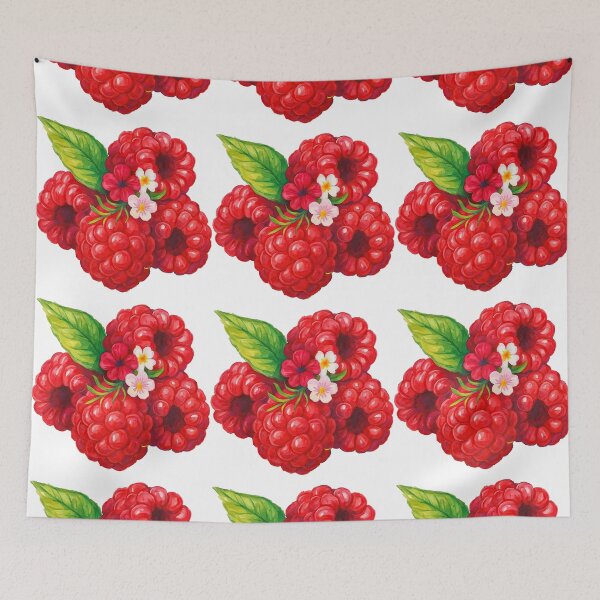 Item preview, Raspberry Blossom – Juicy Red Berry with Floral Accent Watercolor Art designed and sold by ArtfulWeave.