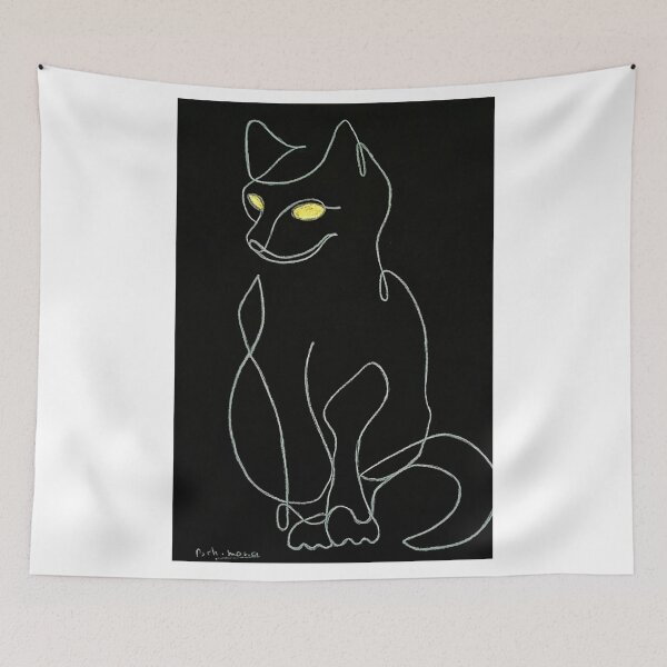 Item preview, cat line art | linear cat with gold eyes  designed and sold by thissmarwa.