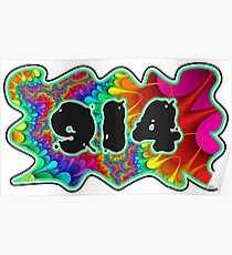 ABSTRACT, GROOVY, AND PSYCHEDELIC 914 DESIGN - VIBRANT COLORS WITH YOUR FAVORITE AREA CODE Poster