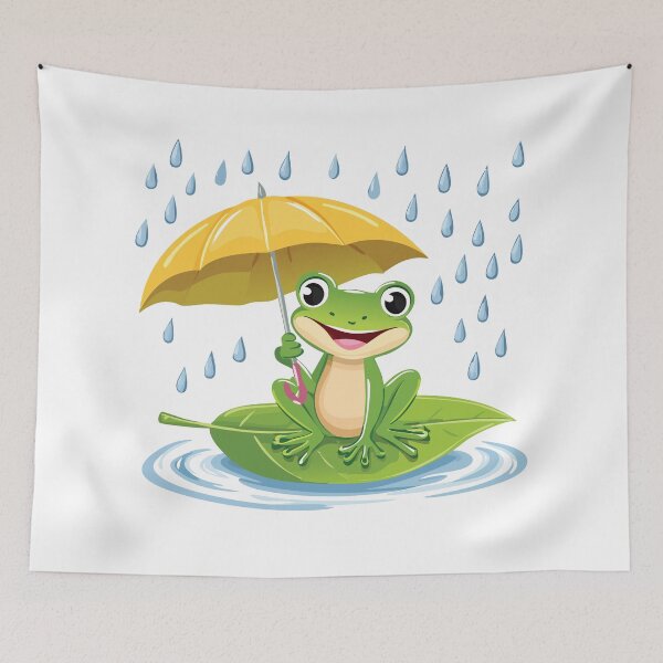 Item preview, Happy Frog in the Rain - Enjoying a Rainy Day designed and sold by ScribbL-ScrabbL.
