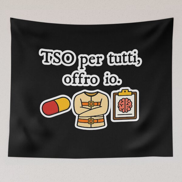 Item preview, TSO per tutti – Frase ironica con pillola, camicia di forza e cartella clinica designed and sold by IroniaeCo.