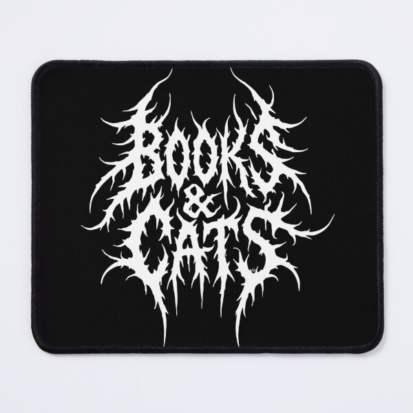 Item preview, books & cats metal band logo designed and sold by friendlycoronerstore.