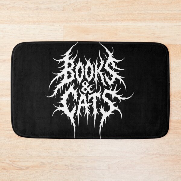 Item preview, books & cats metal band logo designed and sold by friendlycoronerstore.