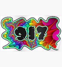 ABSTRACT, GROOVY, AND PSYCHEDELIC 917 DESIGN - VIBRANT COLORS WITH YOUR FAVORITE AREA CODE Poster