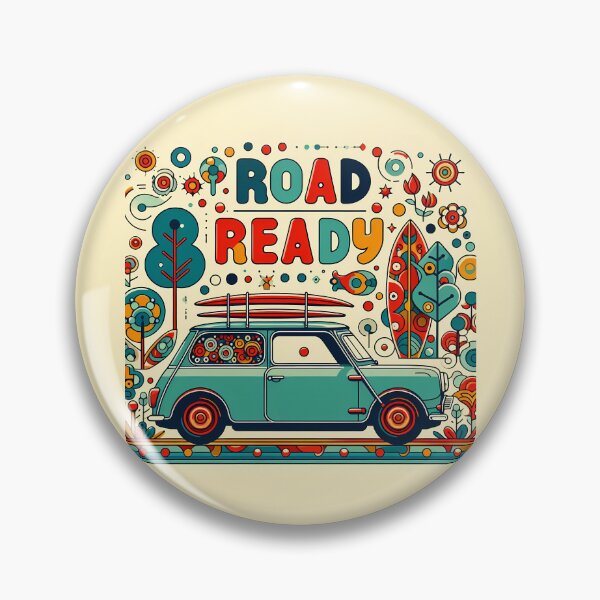Item preview, Road Ready Classic Car Whimsical Road Trip - Scandinavian Folk Art by heidiannemorris © designed and sold by FOLK ART FUSION by heidiannemorris.
