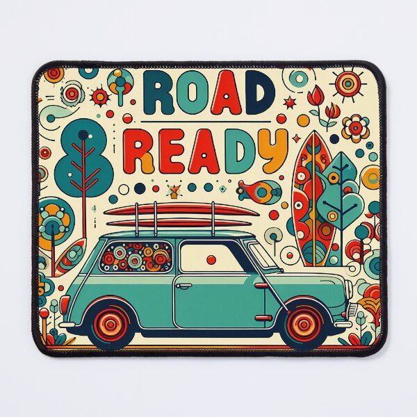 Item preview, Road Ready Classic Car Whimsical Road Trip - Scandinavian Folk Art by heidiannemorris © designed and sold by FOLK ART FUSION.